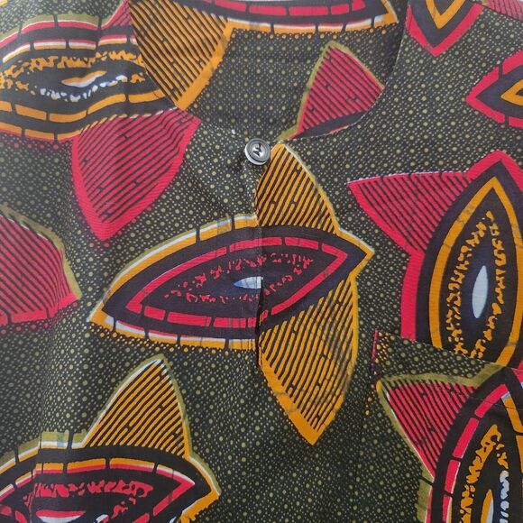 African Dashiki Shirt‎ Size Handmade in Kenya Men's Medium Cotton - Picture 4 of 7